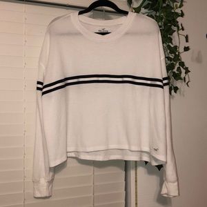 White with blue stripe Long sleeve